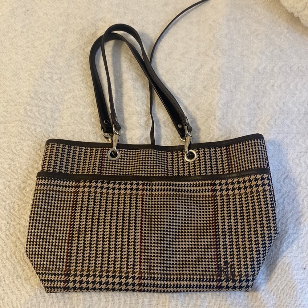 Ralph Lauren Handbag Cloth/Leather Brown Herringbone